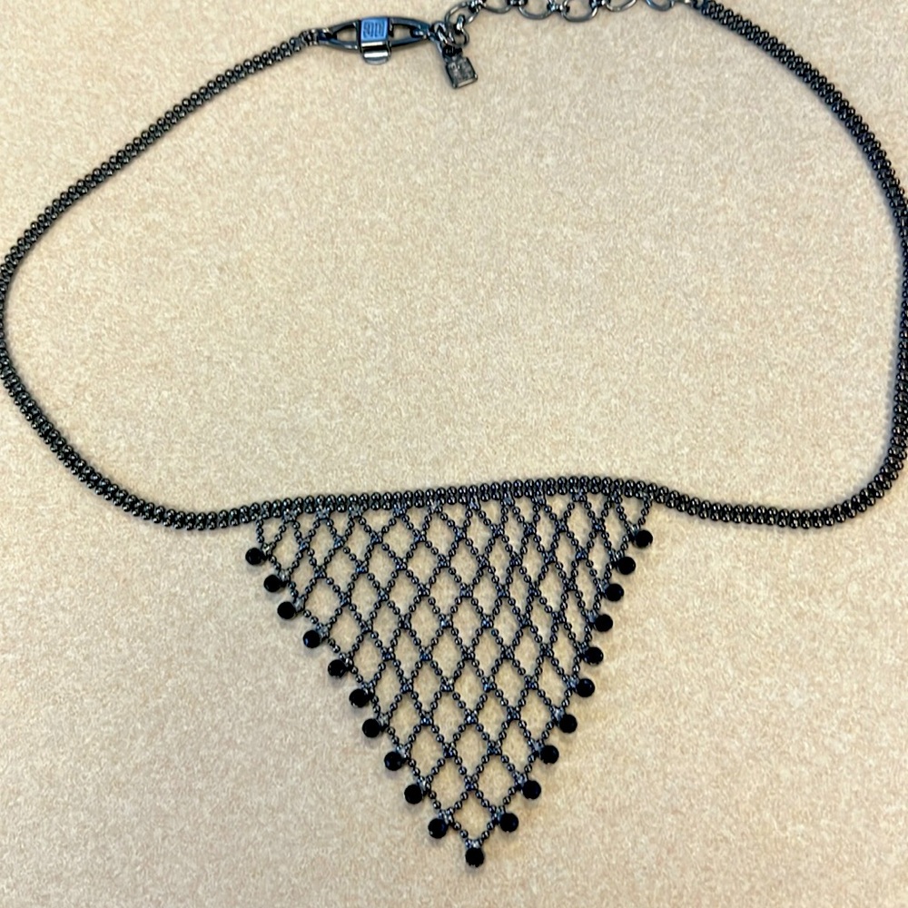 Vintage Givenchy mesh necklace w/ rhinestones